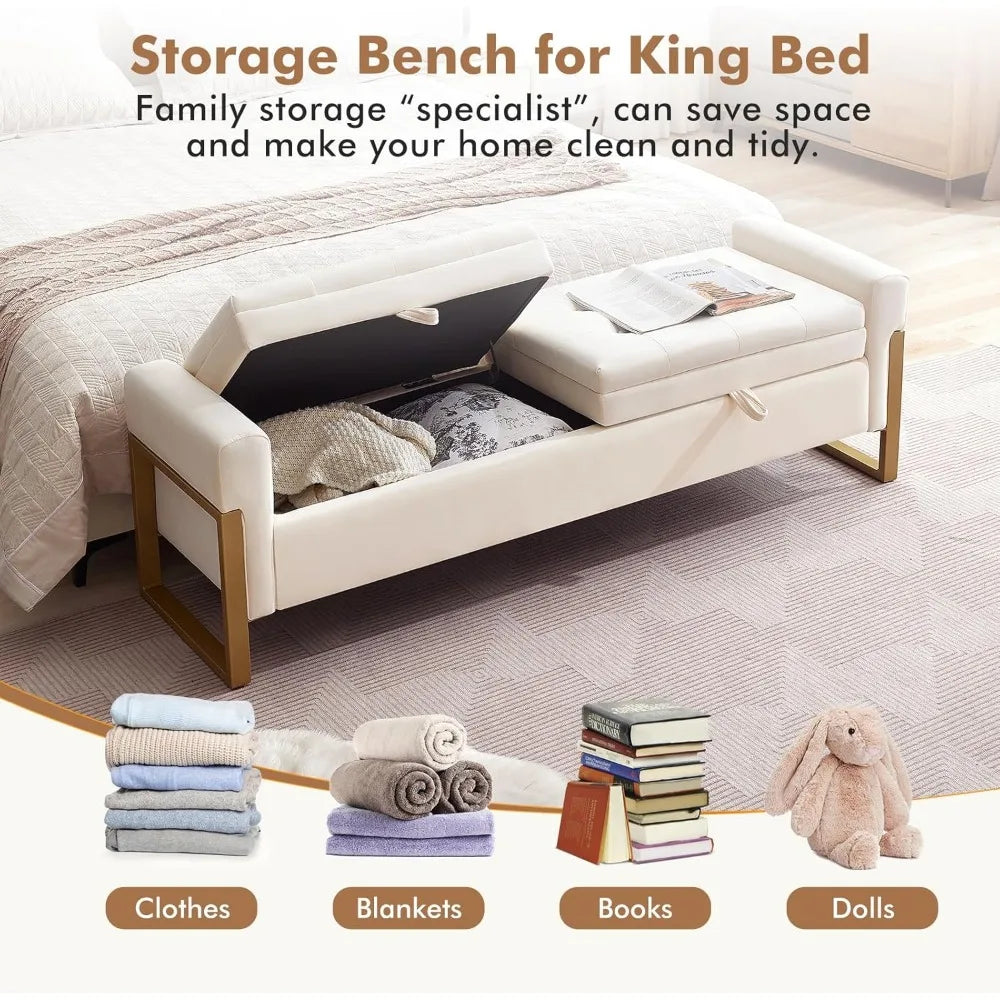 End of Bed Bench King Size Velvet Storage Bench