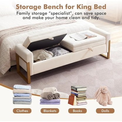 End of Bed Bench King Size Velvet Storage Bench