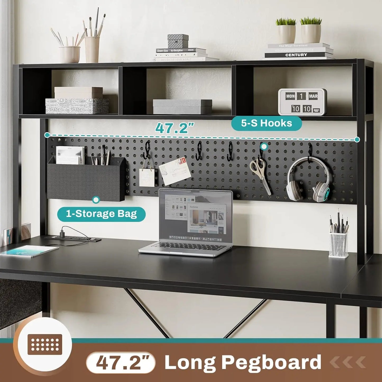 L-Shaped Gaming Desk, Reversible, Pegboard, Led Lights