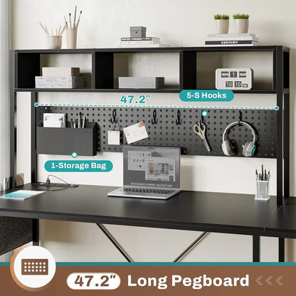 L-Shaped Gaming Desk, Reversible, Pegboard, Led Lights