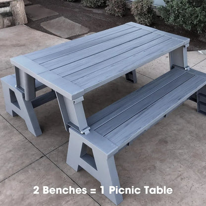 2-in-1 Outdoor Convertible Bench to Picnic Table |