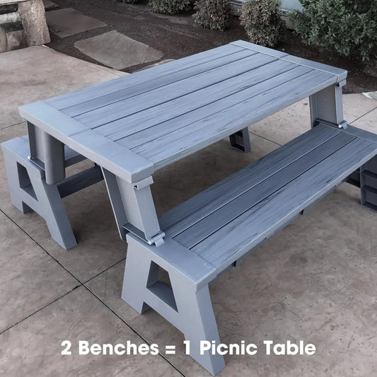 2-in-1 Outdoor Convertible Bench to Picnic Table |