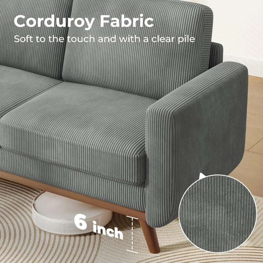 68 Loveseat Sofa Dark Gray Comfy Corduroy