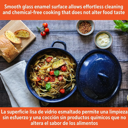 Enamel Stock Pot  with Double Handles Oven Safe Durable Steel