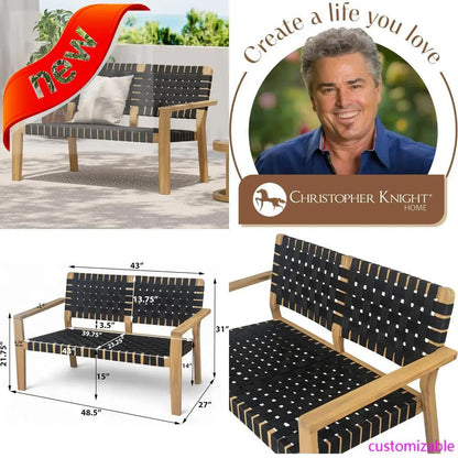 Christopher Knight Home Lenno Acacia Wood Patio Loveseat