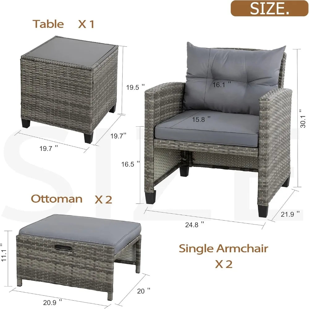 5-Piece Outdoor Patio Furniture Set with Cushions