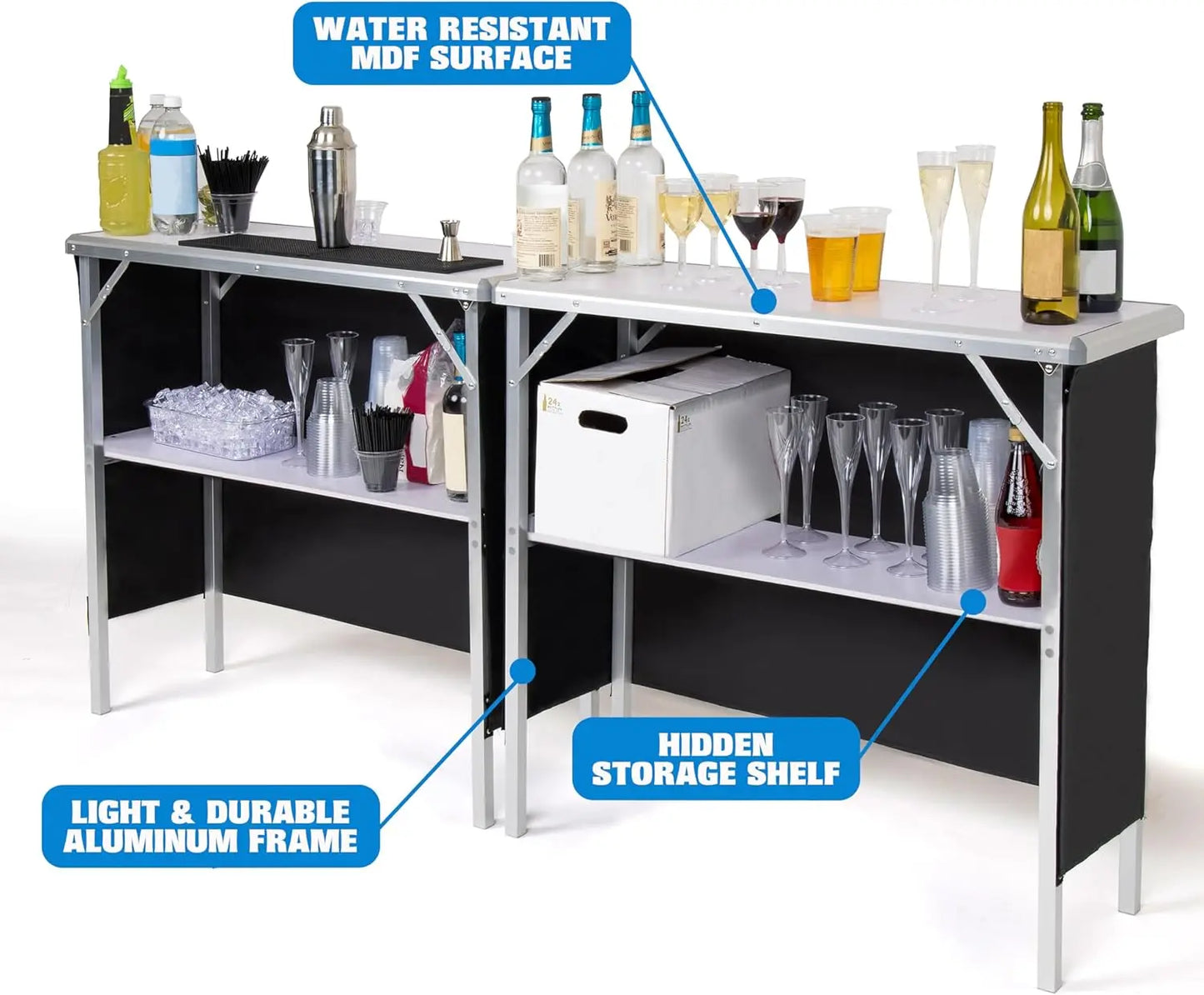 Mobile Bartender Station for Events - Includes Carrying Case