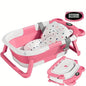 Folding Baby Bath Tub with Temperature Gauge and Cushion