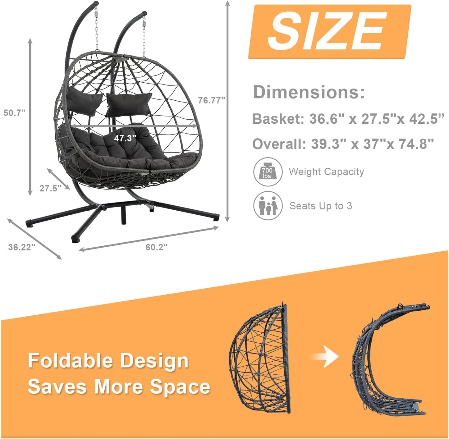 Double Egg Swing Chair with Stand