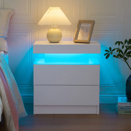 Cubehom LED Nightstands/End Table with 2 Drawers