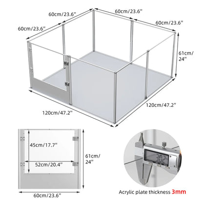 1Pc Large Indoor Acrylic Dog Playpen Cage, Whelping Pen