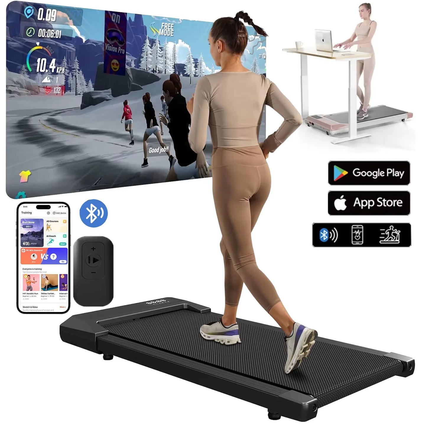 Treadmill Walking Pad with  LCD Digital Data Display