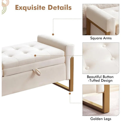 End of Bed Bench King Size Velvet Storage Bench