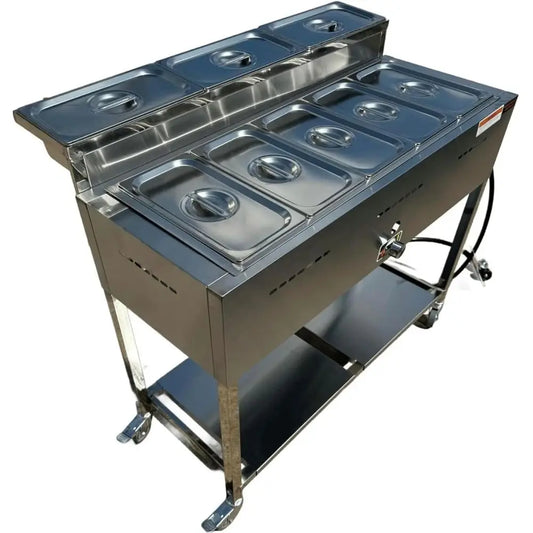 5 Pan Heavy Duty Commercial Steam Table/Food Warmer Cart