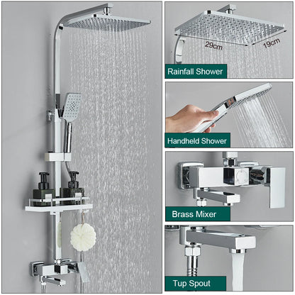 Black Shower Rainfall Faucet Set