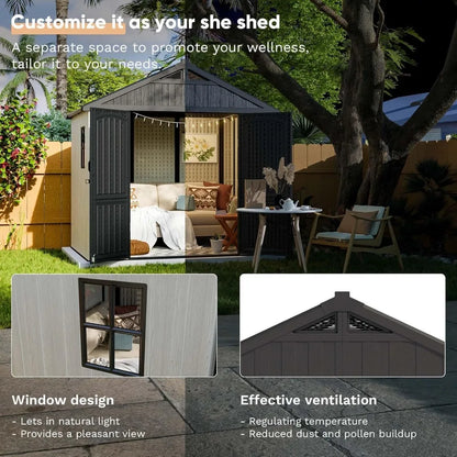 Patiowell 8 x 6 FT Resin Outdoor Storage Shed with Floor