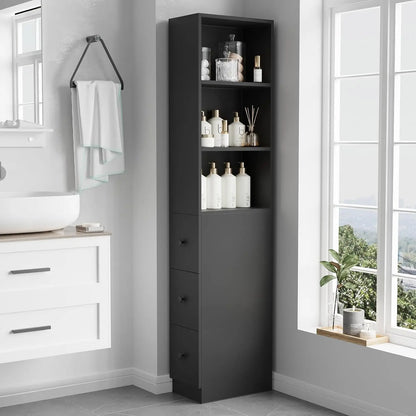 Tall Narrow Bathroom Organizer with 3-Level Adjustable Shelves
