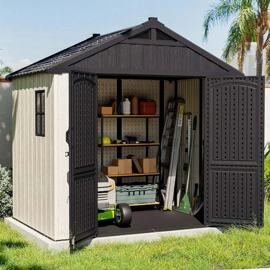Patiowell 8 x 6 FT Resin Outdoor Storage Shed with Floor