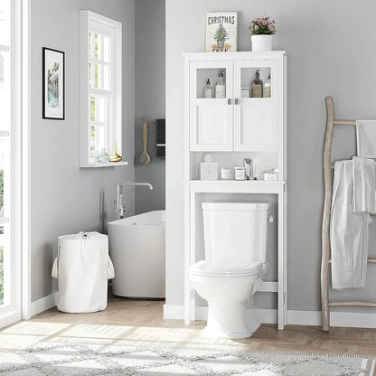 Bathroom Over Toilet storage Cabinet with Glass Doors