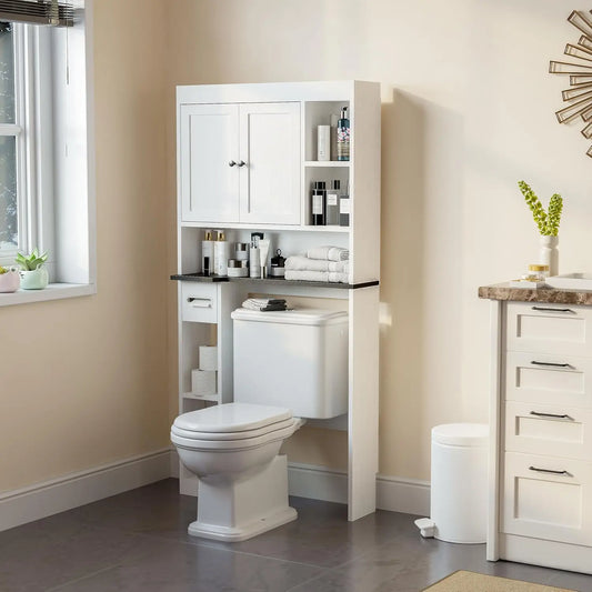 7-Shelf Over-The-Toilet Storage Cabinet with Paper Holder