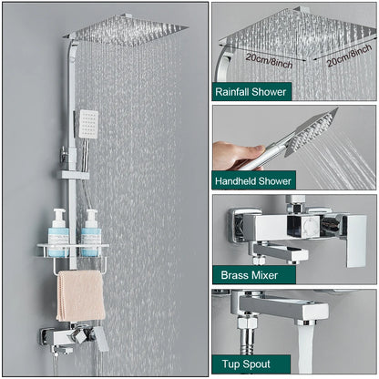 Black Shower Rainfall Faucet Set
