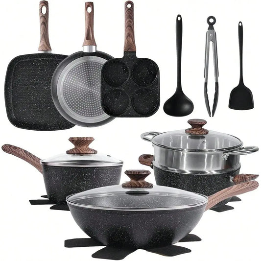 17 Piece Kitchen Cooking Set With Stay Cool Handles