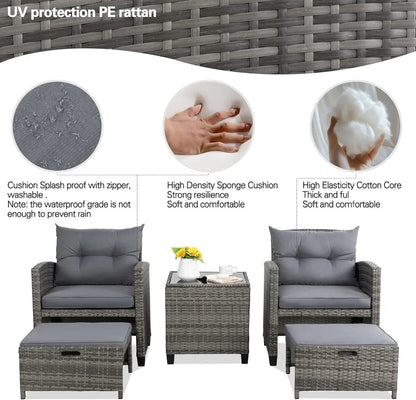 5-Piece Outdoor Patio Furniture Set with Cushions
