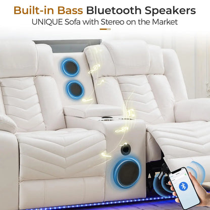 Manual Faux Leather Recliner Loveseat with Bass Speaker