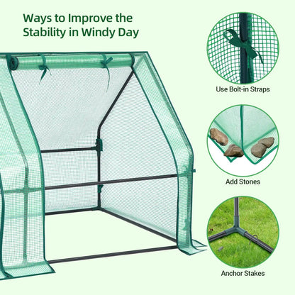 8x4ft Galvanized Raised Garden Bed with Greenhouse Cover