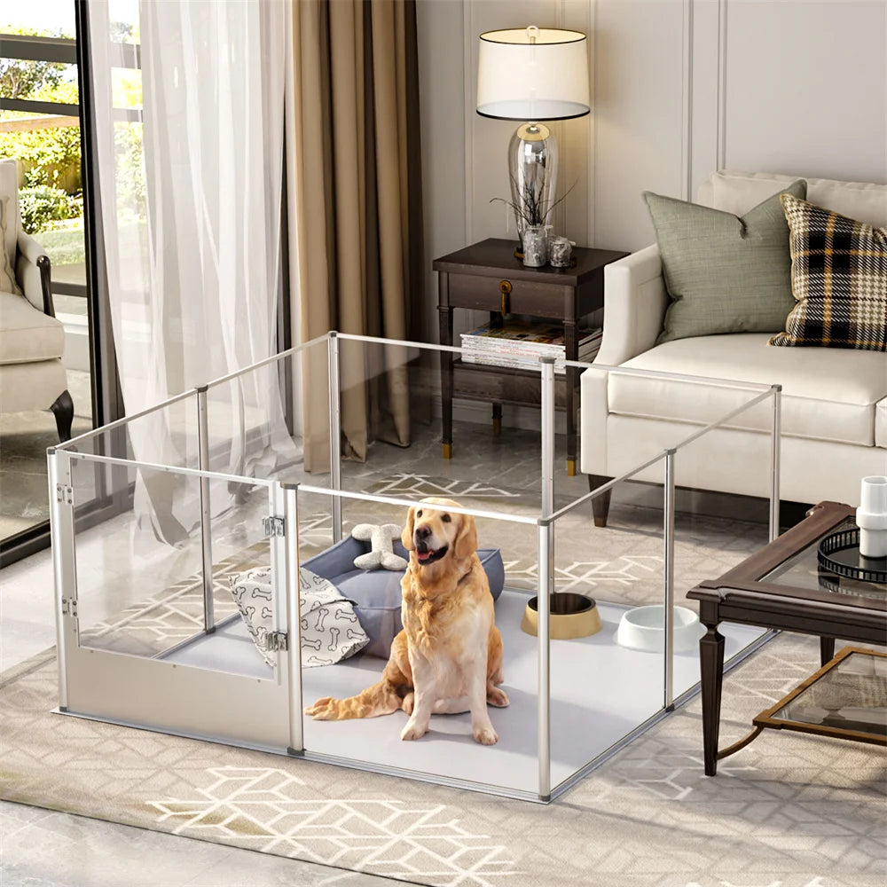 1Pc Large Indoor Acrylic Dog Playpen Cage, Whelping Pen