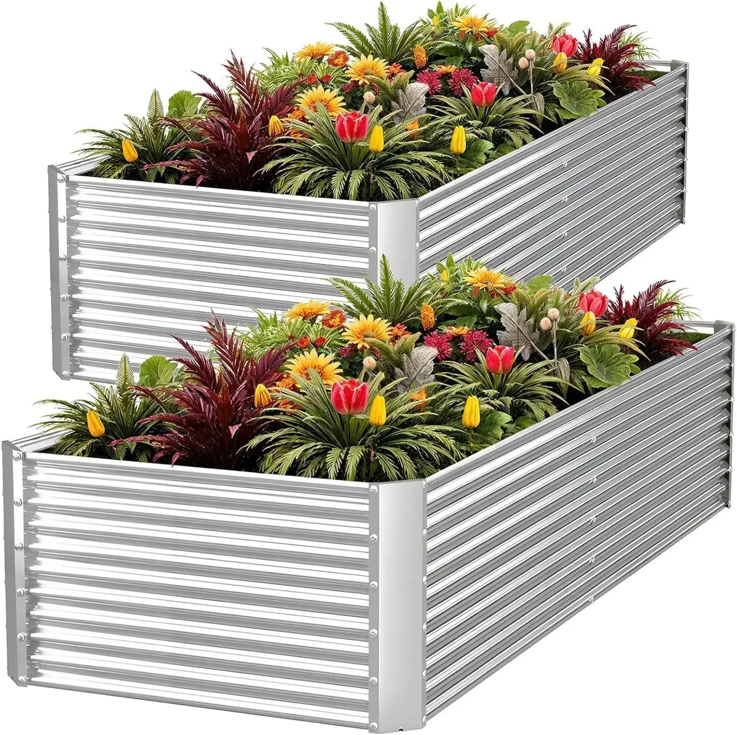 NEW 2pcl 8x4ft Galvanized Raised Vegetable and Flower Garden Bed