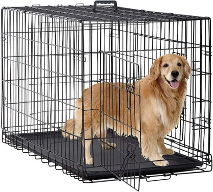 BestPet 48" Black Foldable Metal Kennel with Double Doors