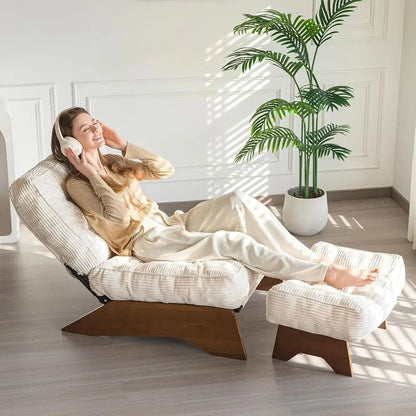 Upholstered Accent Chair with Ottoman and Adjustable Backrest