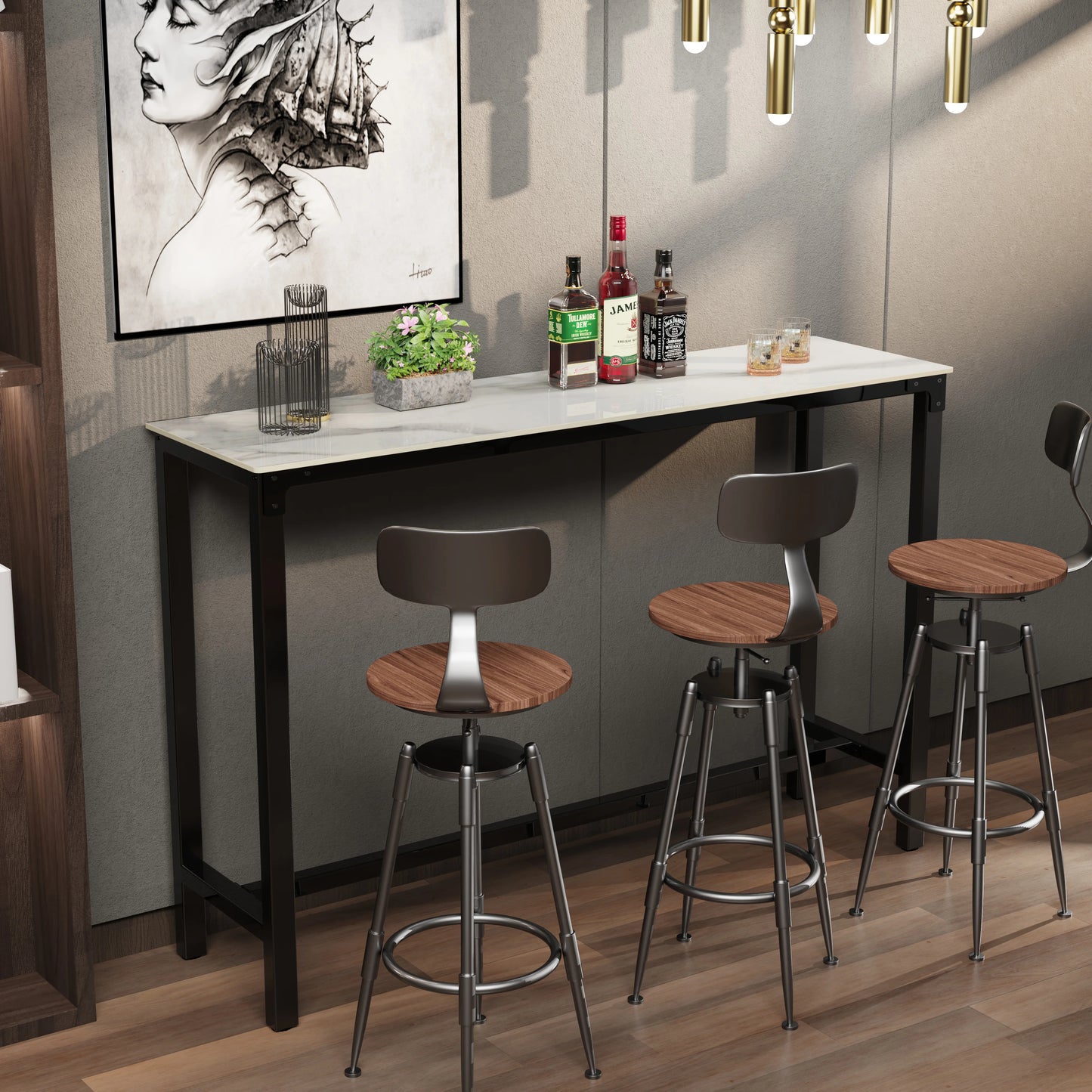 Sintered Stone Counter Height Bar Table