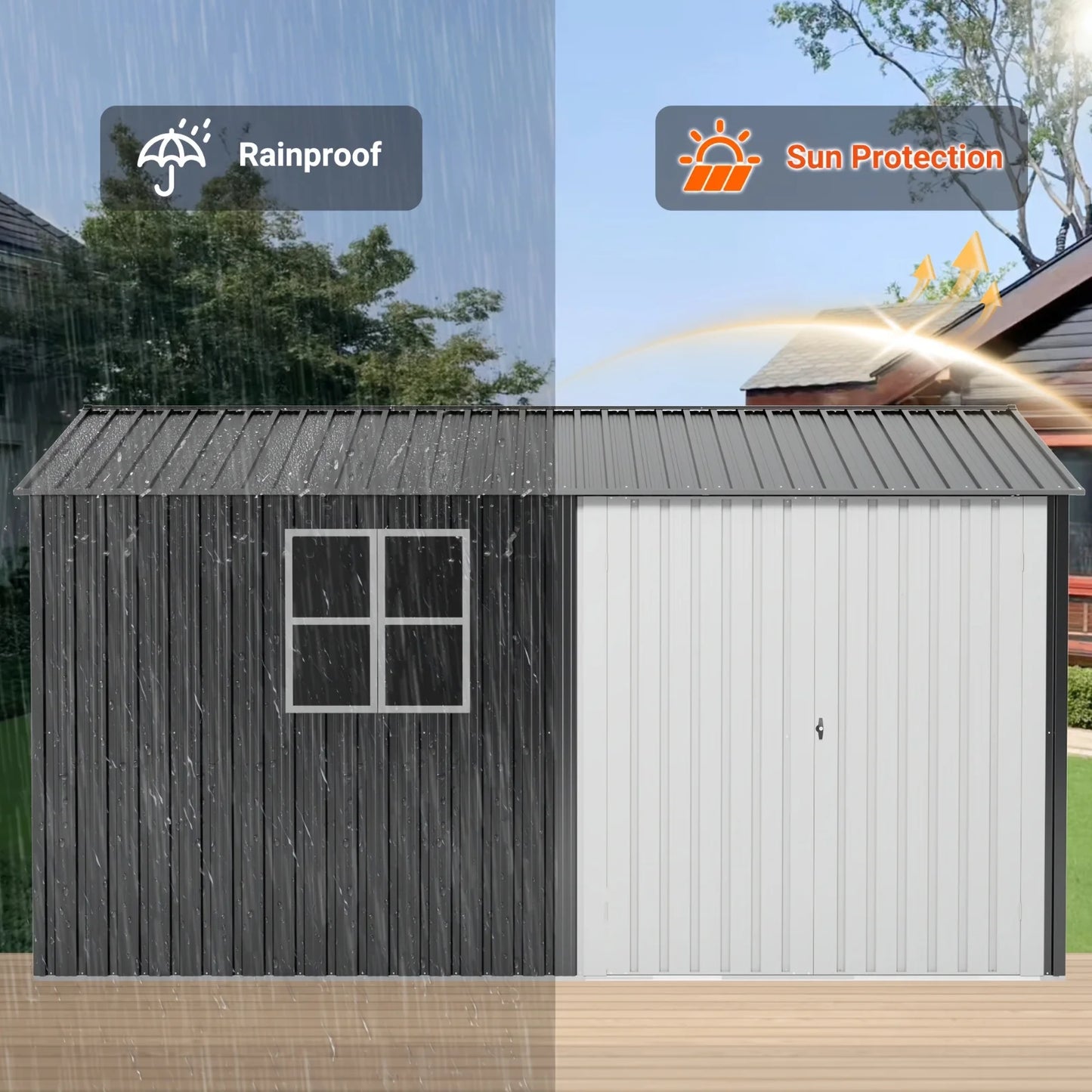 Polar Aurora 10x12 FT Outdoor Metal Storage Shed with Windows