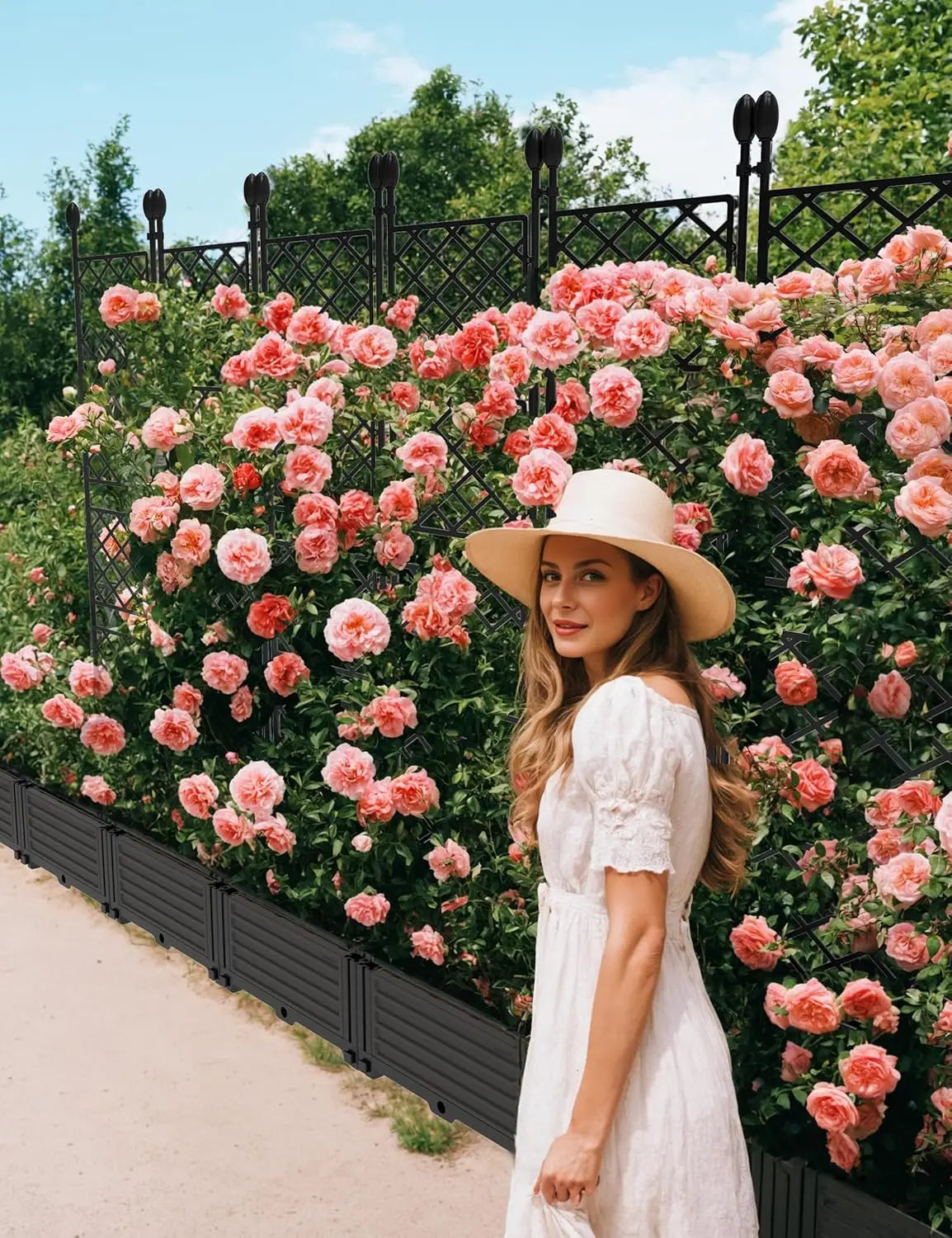 Plastic Planter Box With Trellis Rack