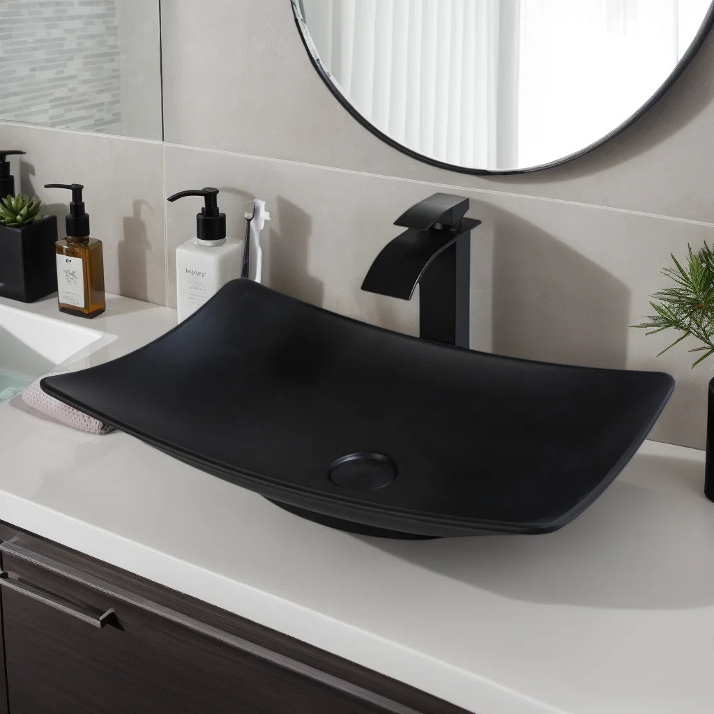 KEMAIDI Countertop Bathroom Sink Faucet Combo