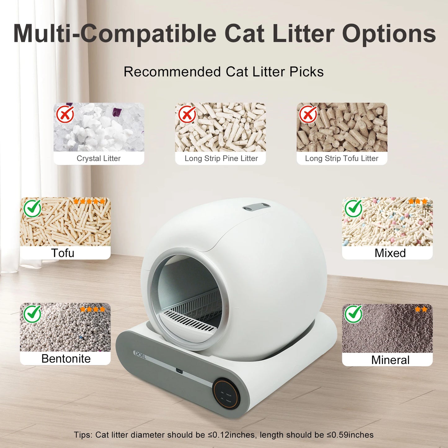 Self Cleaning Automatic Cat Litter Box w/ Trash Bag & Litter Mat