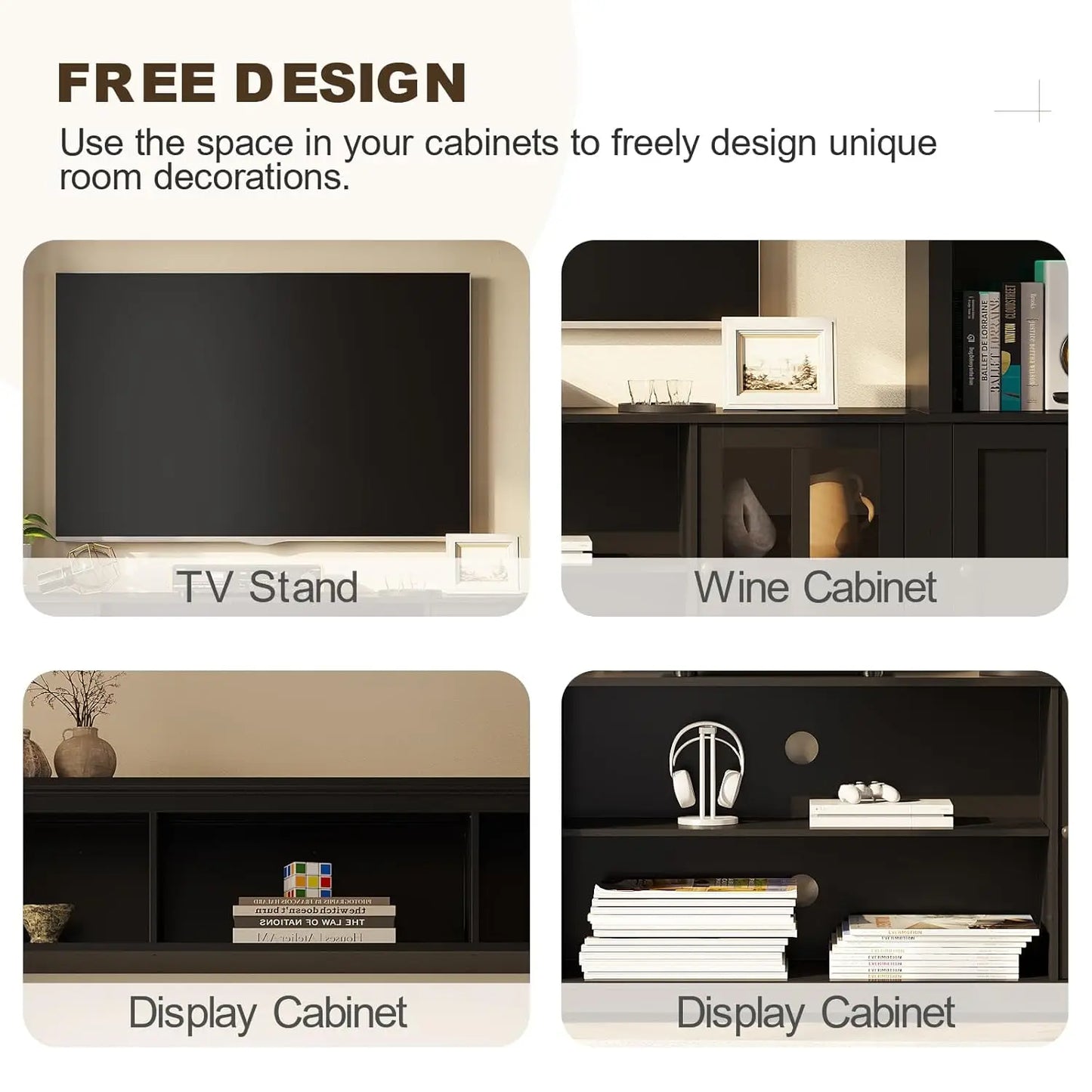 Wall Unit Entertainment Center with Bookshelves