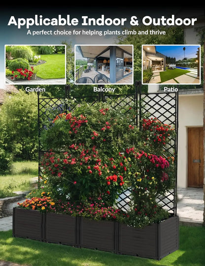 Raised Garden Bed with Trellis Planter with Privacy Screen