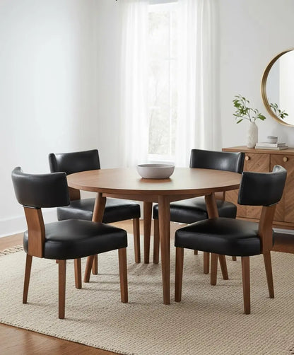 Modern Dining Chairs Set of 4, Upholstered Side Chairs with Wood Legs