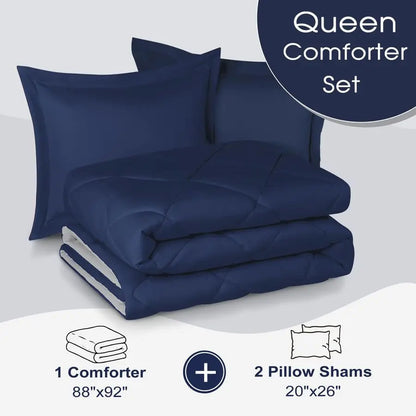 Queen Navy Blue Comforter Set