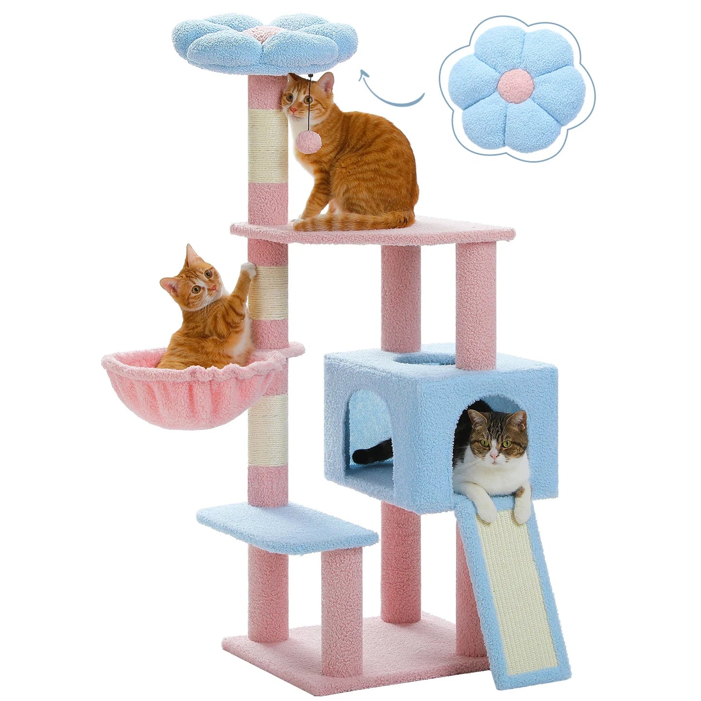 Multi-Level Cat Tower with Scratching Posts, Hammock