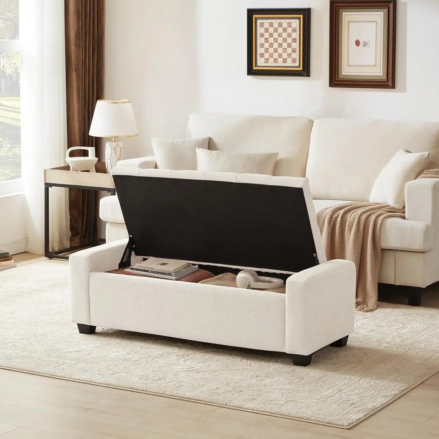 Upholstered Storage Ottoman Bench