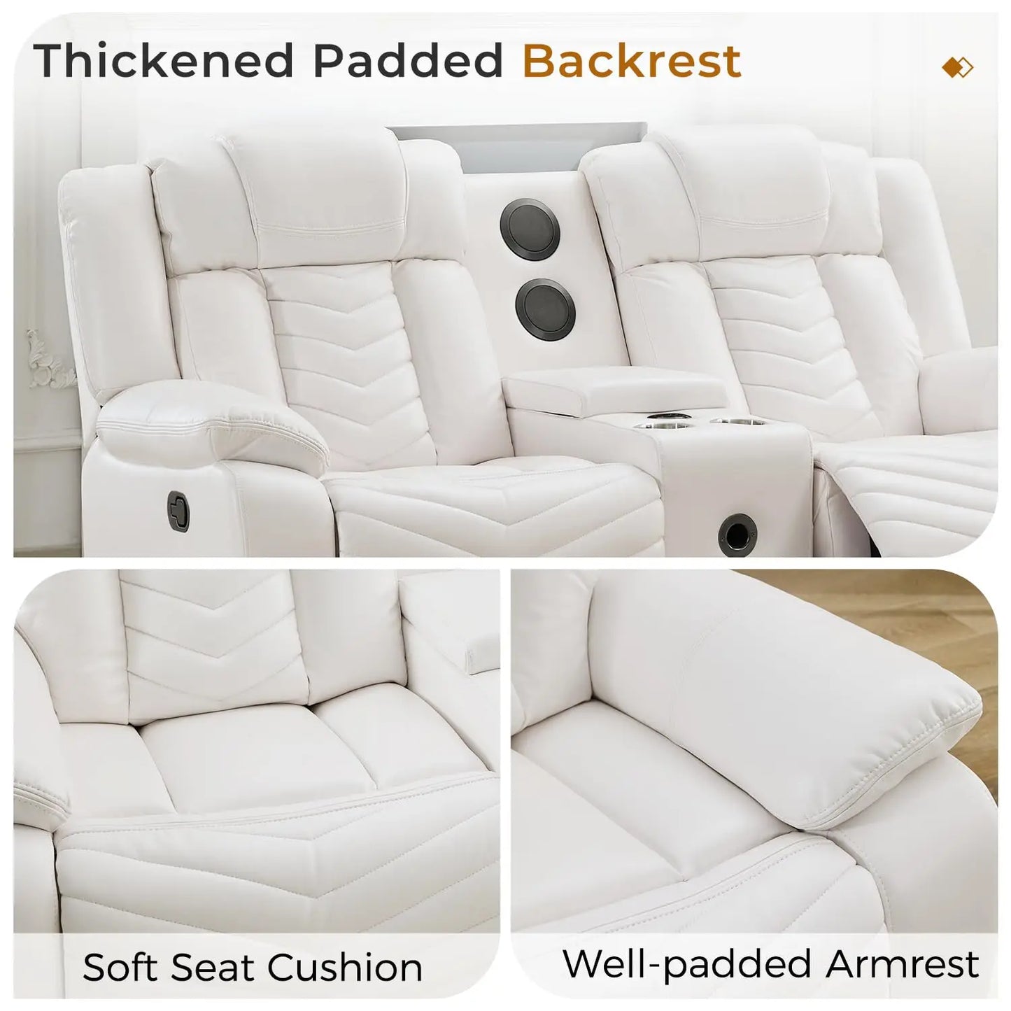 Manual Faux Leather Recliner Loveseat with Bass Speaker