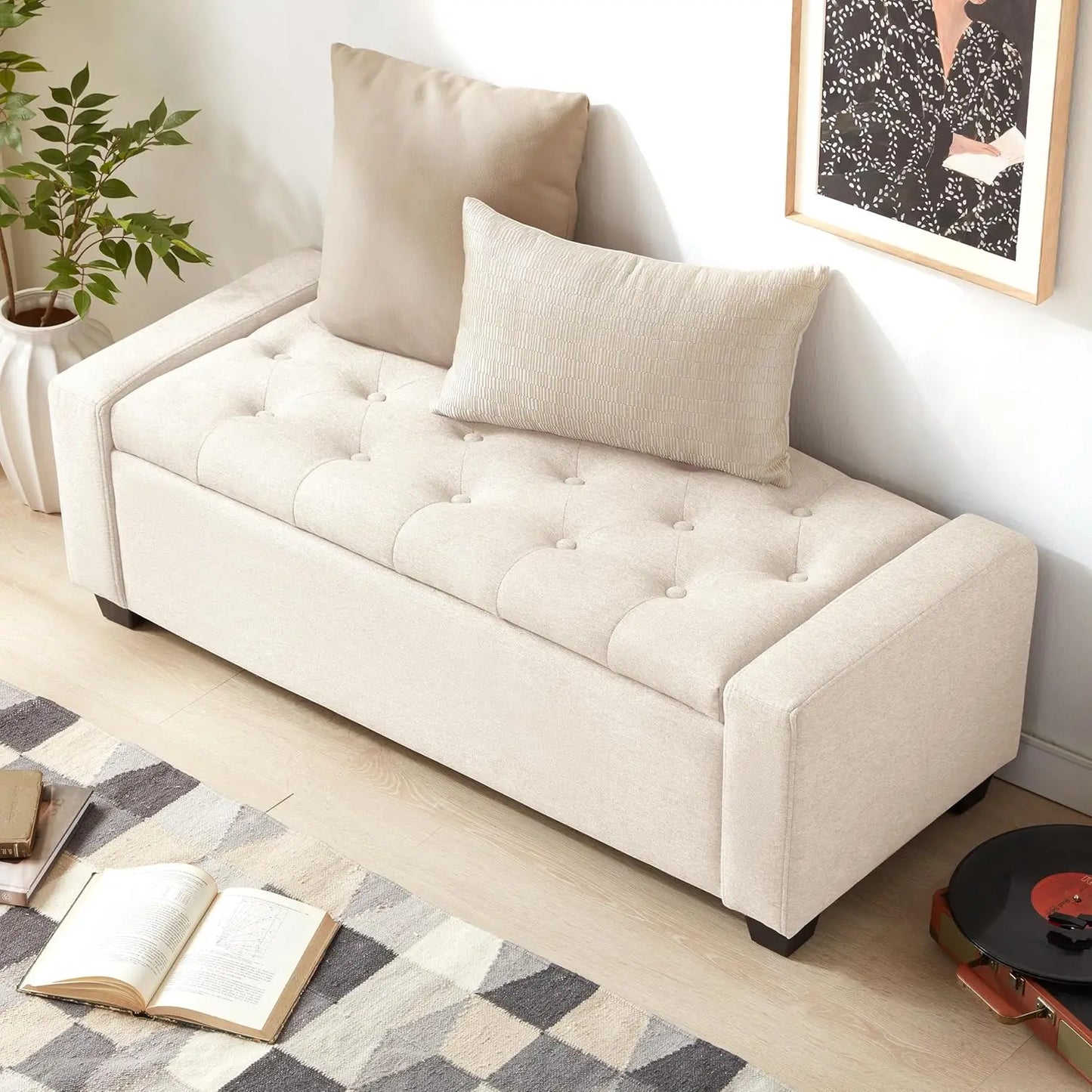 Upholstered Storage Ottoman Bench