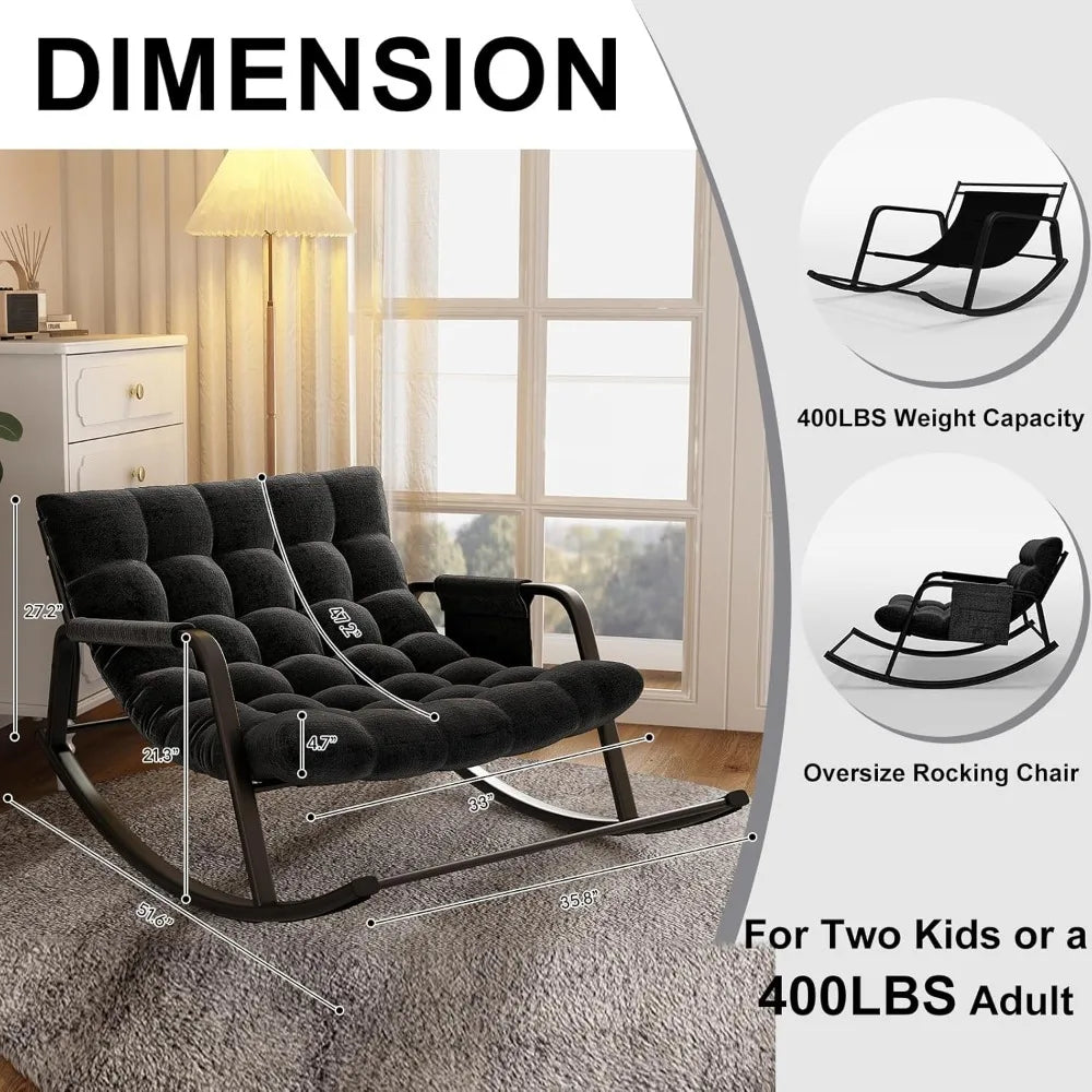 Papasan Indoor Outdoor Patio Rocking Chair with Cushion
