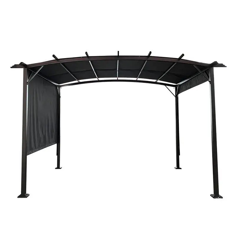 12x9ft Outdoor Pergola Patio Gazebo with Retractable Shade Canopy