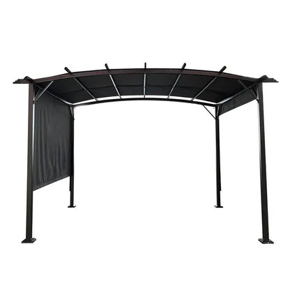 12x9ft Outdoor Pergola Patio Gazebo with Retractable Shade Canopy