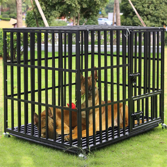 L XL XXL Heavy Duty Dog Crate with 3 Doors and Removable Tray
